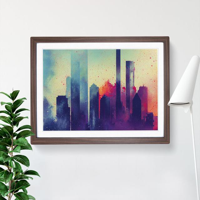 Skyscraper Skyline Splashed Vol.2 Abstract - Picture Frame Graphic Art Latitude Run Frame Colour: Walnut Framed, Size: 25cm H x 34cm W x 2cm D on Productcaster.