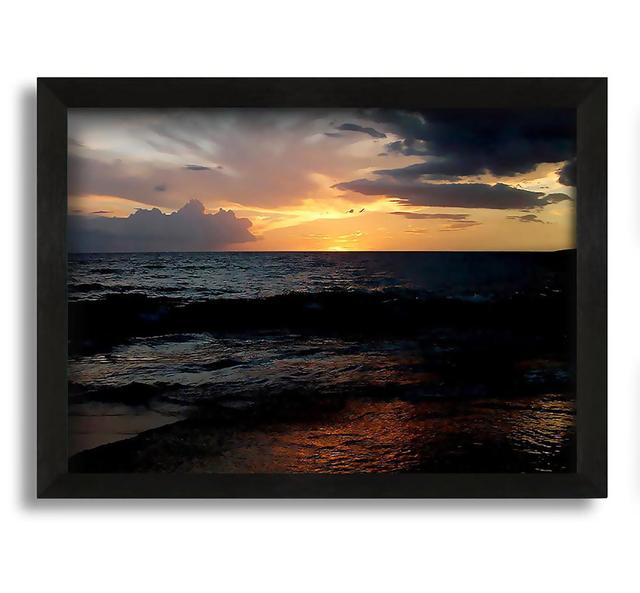 Ocean Sunset Clouds Framed Print House of Hampton Size: 60cm H x 84cm W x 10cm D, Format: Black Framed Canvas on Productcaster.