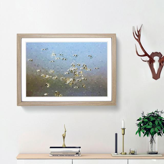 A Flock of Egrets in Abstract - Picture Frame Graphic Art Print East Urban Home Size: 62cm H x 87cm W x 2cm D, Frame Option: Oak Framed on Productcaster.