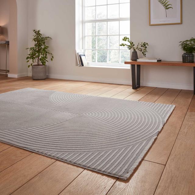 Flores area rug Machine Woven Rectangle Grey Brayden Studio Rug Size: Rectangle 160 x 230cm on Productcaster.