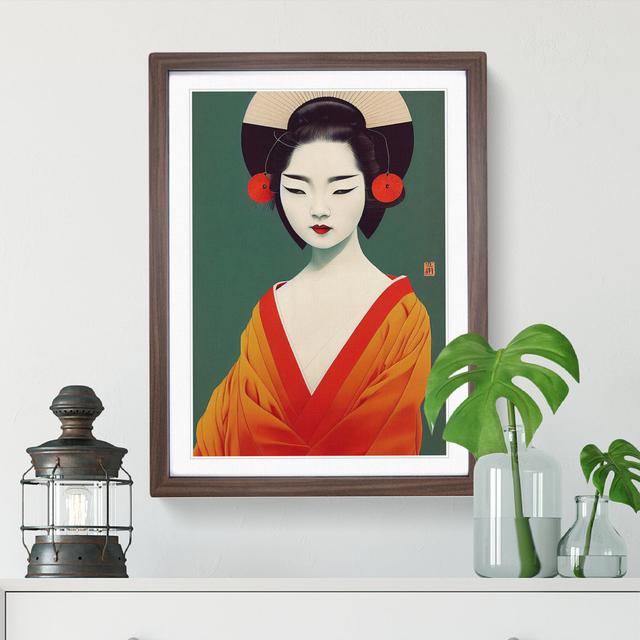 XV1022-4277X Sublime Geisha - Fairmont Park Format: Walnut Framed Paper, Matte Colour: White, Size: 48cm H x 36cm W on Productcaster.