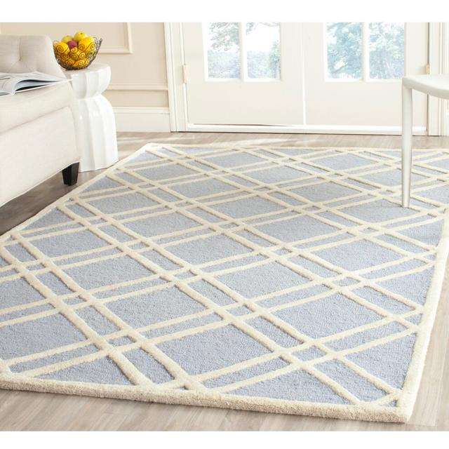 Rossmoor Hand-Tufted Wool Light Blue/Ivory Area Rug Canora Grey Rug Size: Rectangle 121 x 182cm on Productcaster.