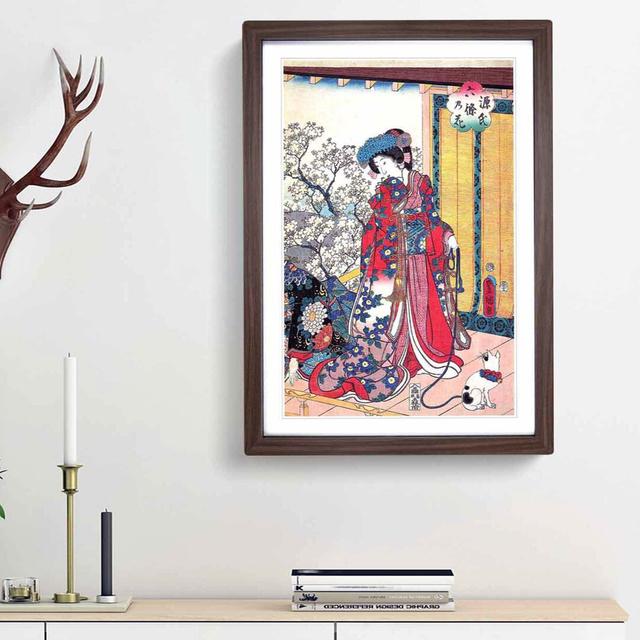 Geisha with a Cat by Utagawa Kunisada - Picture Frame Painting Print East Urban Home Frame Option: Walnut Framed, Size: 36cm H x 27cm W x 2cm D on Productcaster.