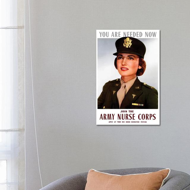 WWII Poster Of A Smiling Female Officer Of The US Army Medical Corps by Stocktrek Images - Wrapped Canvas Print ClassicLiving Size: 66.04cm H x 45.72c on Productcaster.