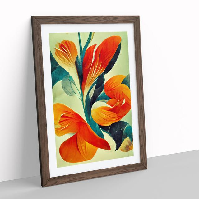 Stunning Abstract Flowers No.3 - Picture Frame Graphic Art Marlow Home Co. Size: 34cm H x 25cm W x 2cm D, Frame Colour: Walnut on Productcaster.