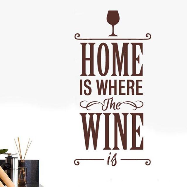 Home Is Where The Wine Is Wall Sticker 17 Stories Colour: Dark Green, Size: Medium on Productcaster.