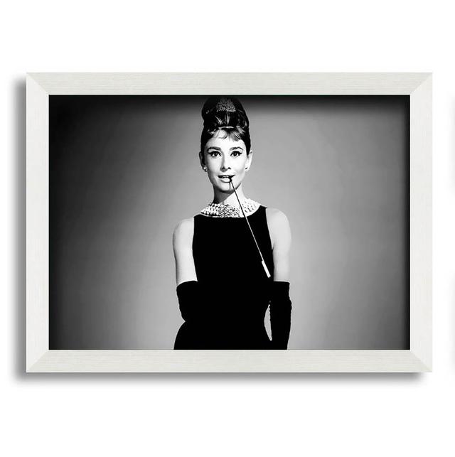 Audrey Hepburn Cigarette Breakfast at Tiffanys - Single Picture Frame Art Prints Ebern Designs Size: 59.7cm H x 84.1cm W on Productcaster.