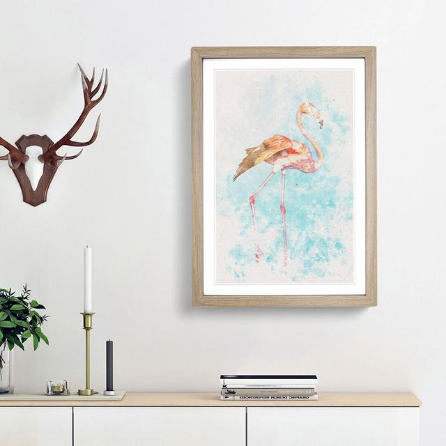 Flamingo Bird Watercolour - Picture Frame Graphic Art East Urban Home Size: 87cm H x 62cm W x 2cm D, Frame Option: Oak Framed on Productcaster.