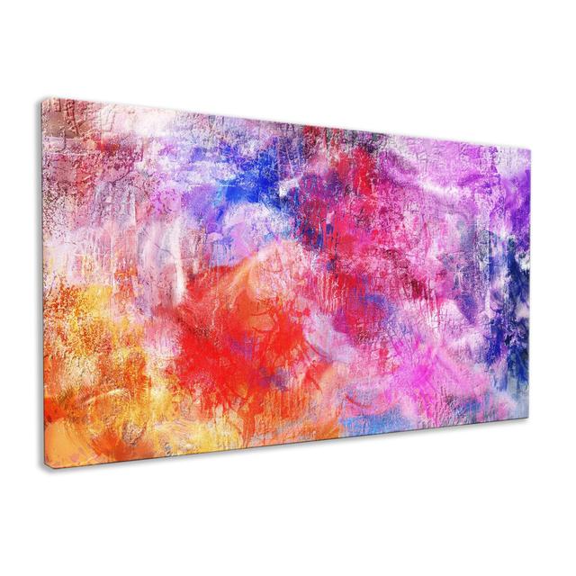 Warm Rainbow Abstract Wall Art Canvas Ivy Bronx Size: 31cm H x 51cm W x 2cm D on Productcaster.