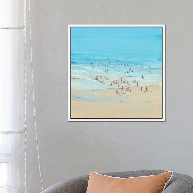 Beach Day I Highland Dunes Format: White Floater Framed, Size: 66.04cm H x 66.04cm W x 3.81cm D on Productcaster.