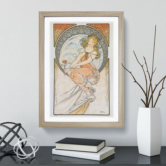 Flower in Hand by Alphonse Mucha - Picture Frame Painting East Urban Home Size: 48cm H x 36cm W x 2cm D, Frame Option: Oak Framed on Productcaster.