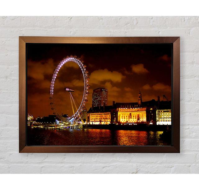 London Eye Night Skys - Single Picture Frame Art Prints Ebern Designs Size: 84.1cm H x 118.9cm W x 3.4cm D on Productcaster.