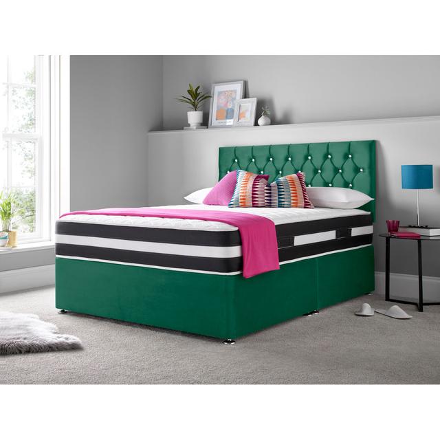 Marlton Divan Bed Set Rosdorf Park Size: 180 x 200 cm - Super King (6'), Storage Type: No Drawers, Colour: Green on Productcaster.