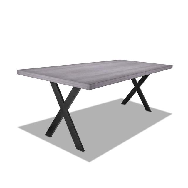 Avash Pedestal Dining Table Brambly Cottage Size: 76cm H x 160cm L x 90cm W, Table Top Colour: Grey Cement, Table Base Colour: Black on Productcaster.