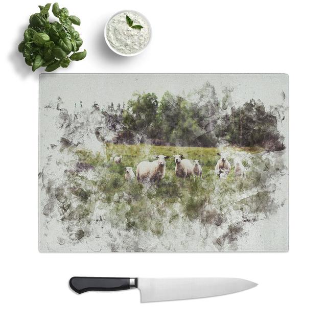 Curious Sheep Watercolour Chopping Board East Urban Home Size: 0.4cm H x 20cm W x 28.5cm L on Productcaster.