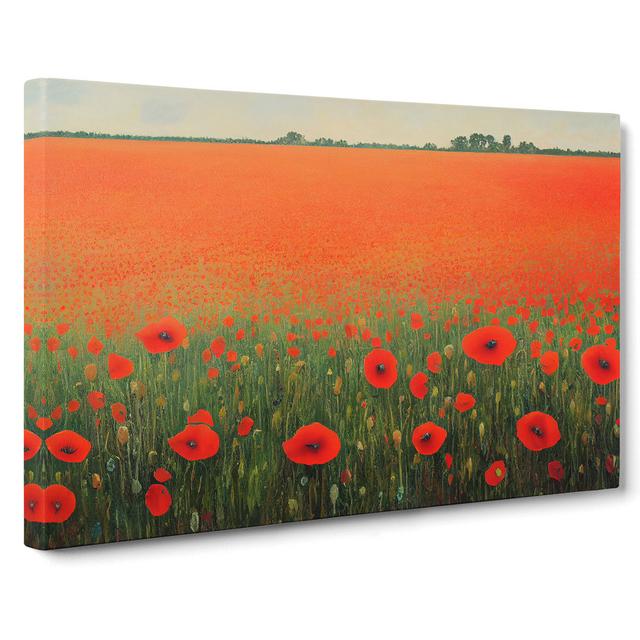 Unreal Poppy Field Flowers - Wrapped Canvas Painting ClassicLiving Size: 40cm H x 60cm W x 3cm D on Productcaster.