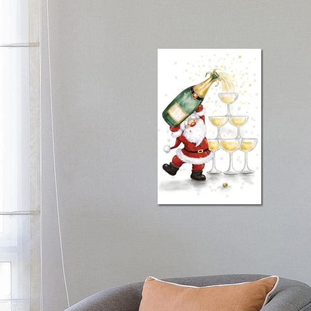 Santa and Glasses by MAKIKO - Wrapped Canvas Graphic Art The Seasonal Aisle Size: 66cm H x 45.7cm W x 1.91cm D on Productcaster.