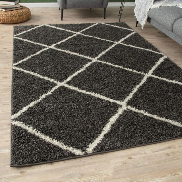 Myshaggy Rugs Diamond Design in Dark Grey | 383D THE RUGS Rug Size: Rectangle 180 x 270cm on Productcaster.