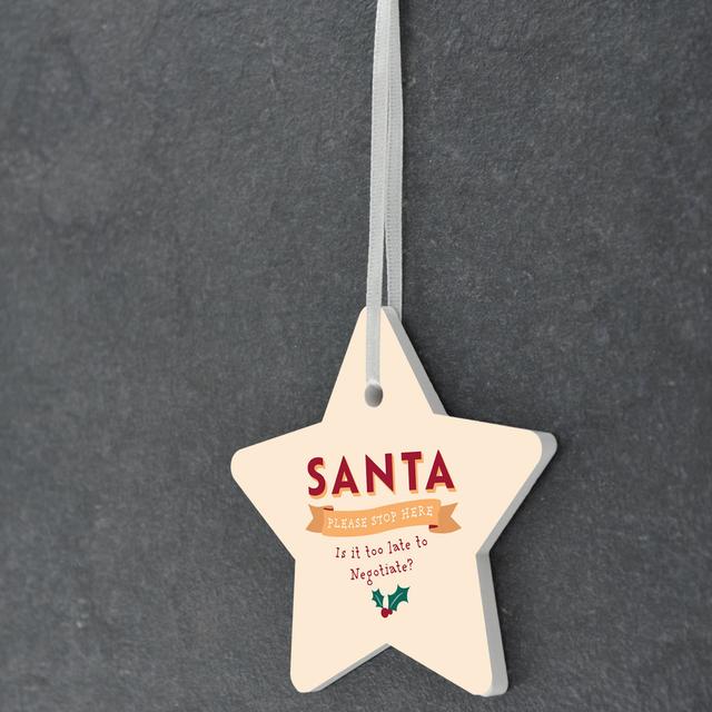 The Seasonal Aisle Santa Not Too Late Christmas Ceramic Holiday Shaped Ornament The Seasonal Aisle on Productcaster.