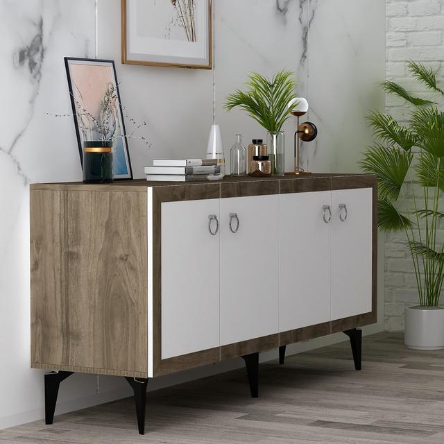 Tylor 150Cm Console Table George Oliver Colour: White/Brown on Productcaster.