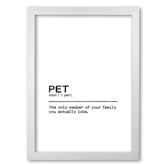 Definition Quote Pet Family - Typography Print on Paper East Urban Home Format: White Grain Frame, Size: 30 cm H x 21 cm W x 5 cm D on Productcaster.