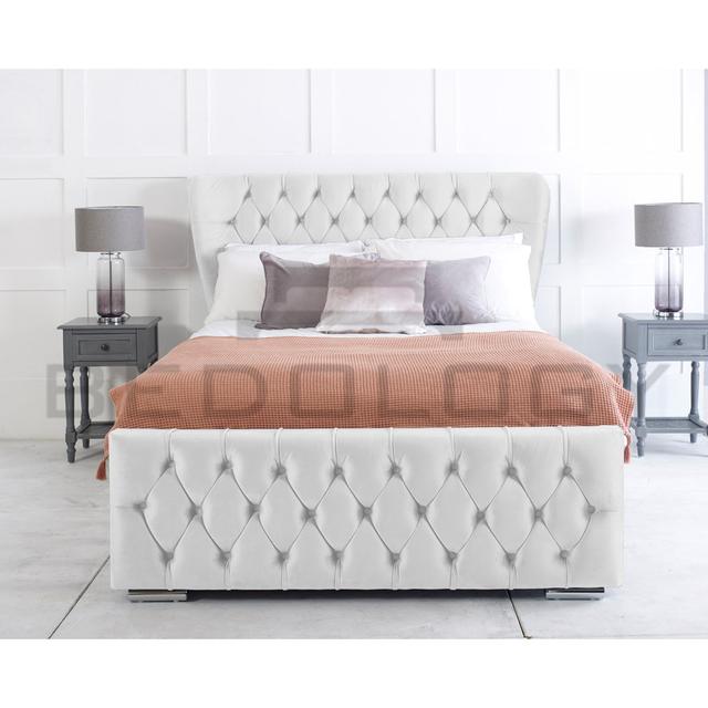 Cadnite Upholstered Ottoman Bed Mercer41 Colour: White, Size: Superking (180x200cm) on Productcaster.