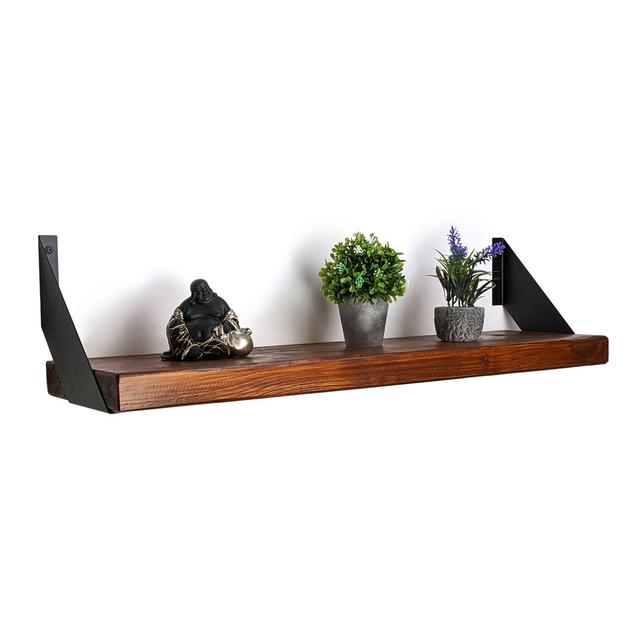 Handmade Wooden Shelf With Brackets FLAT Dark Oak Alpen Home Size: 20 H x 50 W x 22 D cm on Productcaster.