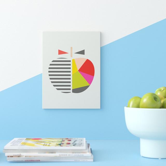 Geometric Apple - Graphic Art Print on Paper Hashtag Home Size: 40cm H x 30cm W, Mount Colour: Yellow on Productcaster.