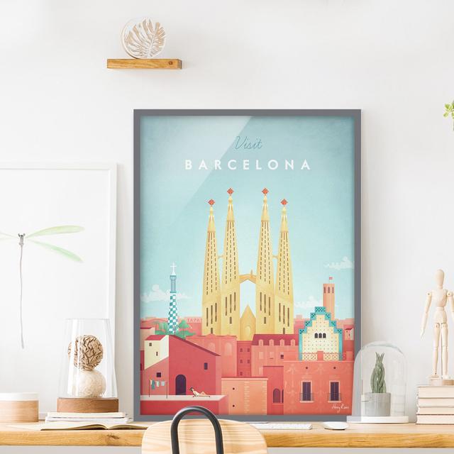 Picture With Frame - Travel Poster - Barcelona - Portrait 4:3 - A Maturi Frame Option: Grey Framed, Size: 100cm H x 70cm W x 2cm D on Productcaster.