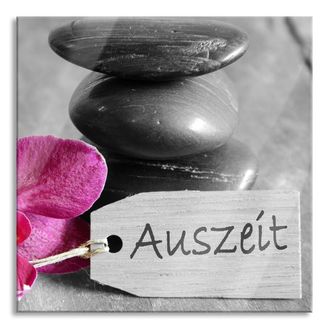 Orchid with Zen Stones - Unframed Photograph on Glass Brayden Studio Size: 80cm H x 80cm W x 0.4cm D on Productcaster.