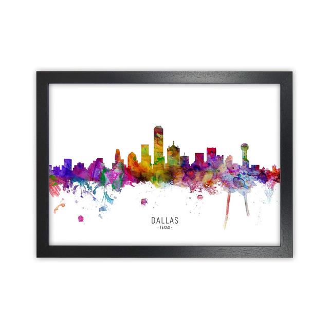 Dallas Texas Skyline by Michael Tompsett - Print Ebern Designs Size: 25cm H x 34cm W x 3cm D, Format: Black Framed on Productcaster.