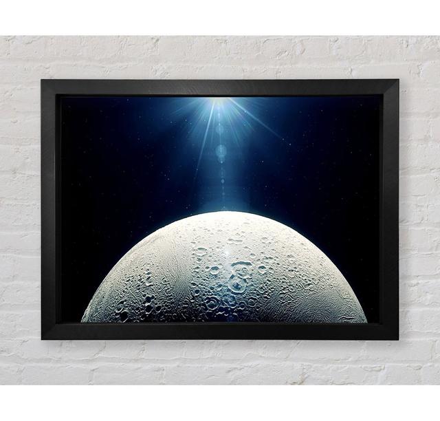 Mond im Weltraum - Druck Brayden Studio Größe: 84,1 cm H x 118,9 cm B x 3,4 cm T, Format: Poster mit schwarzem Rahmen on Productcaster.