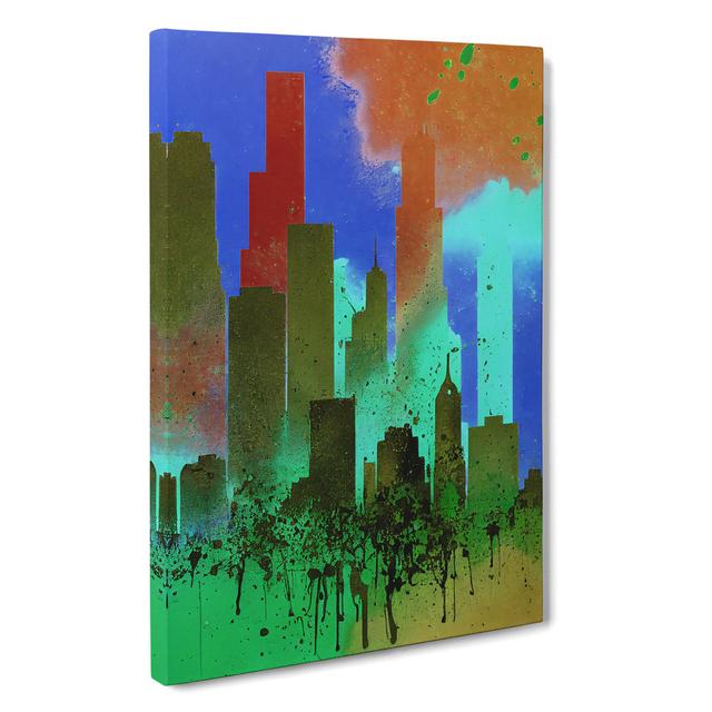 Splashed City Skyline No.3 Abstract - Wrapped Canvas Graphic Art Metro Lane Size: 50cm H x 35cm W x 3cm D on Productcaster.