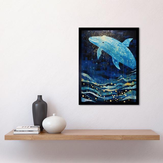 Blue Whale Breach Winter Waters Moonlit - Single Picture Frame Print Breakwater Bay on Productcaster.