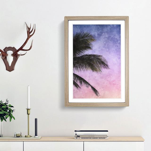 Palm Tree During Sunset - Picture Frame Graphic Art Print East Urban Home Size: 33cm H x 24cm W x 2cm D, Frame Option: Oak Framed on Productcaster.