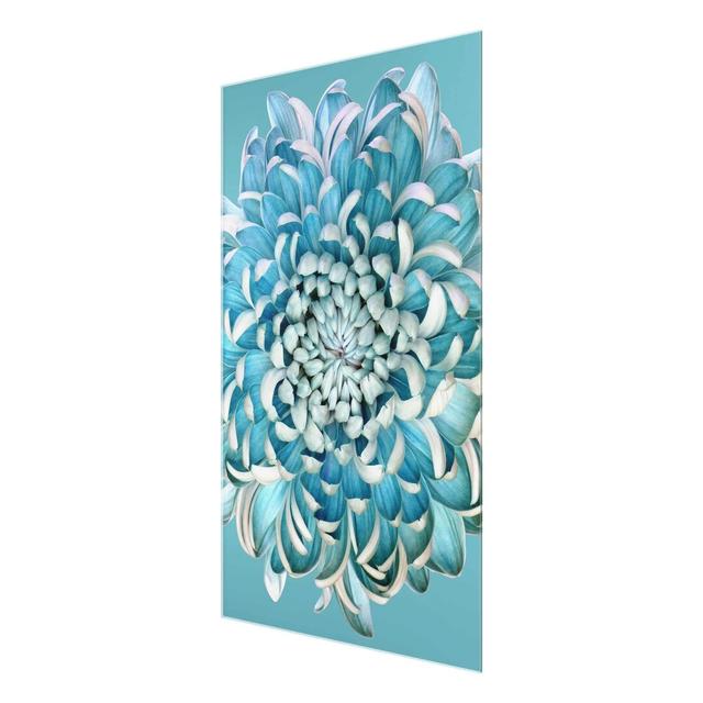 'Blue Chrysanthemum' Painting on Glass East Urban Home Size: 60 cm H x 40 cm W on Productcaster.