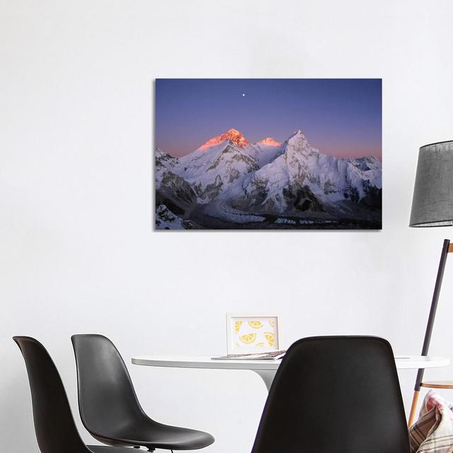 Moon Over Summit Of Mount Everest, Lhotse, And Nuptse As Seen From Mount Pumori, Sagarmatha National Park, Nepal by - Wrapped Canvas Photograph Alpen on Productcaster.