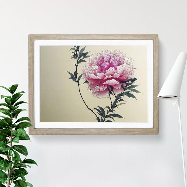 Intriguing Peony Flowers - Single Picture Frame Print Marlow Home Co. Frame Colour: Oak, Size: 46cm H x 64cm W x 2cm D on Productcaster.