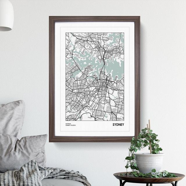 Map Sydney Australia - Picture Frame Graphic Art East Urban Home Size: 48cm H x 36cm W x 2cm D, Frame Option: Walnut on Productcaster.