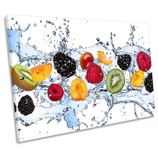 Fresh Fruit Splash Kitchen - Wrapped Canvas Print Ebern Designs Size: 50.8cm H x 76.2cm W x 2cm D on Productcaster.