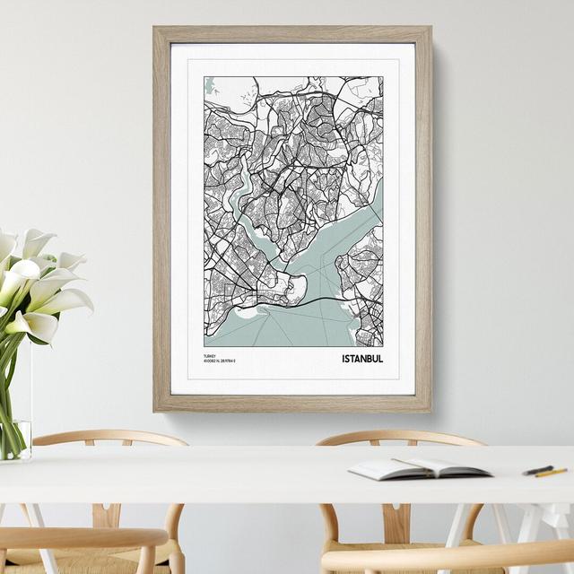 Map Istanbul Turkey - Picture Frame Graphic Art East Urban Home Size: 48cm H x 36cm W x 2cm D, Frame Option: Oak on Productcaster.