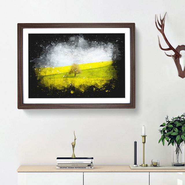 Lone Tree in a Yellow Meadow - Picture Frame Graphic Art Print East Urban Home Size: 33cm H x 45cm W x 2cm D, Frame Option: Walnut Framed on Productcaster.