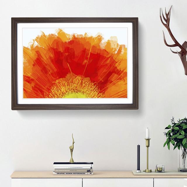 An Orange Gerbera in Abstract - Picture Frame Graphic Art Print East Urban Home Size: 27cm H x 36cm W x 2cm D, Frame Option: Walnut Framed on Productcaster.