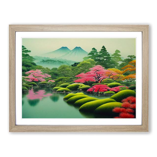 Traditional Japanese Mountains Vol.4 - Picture Frame Graphic Art Alpen Home Size: 25cm H x 34cm W x 2cm D, Frame Colour: Oak Framed on Productcaster.