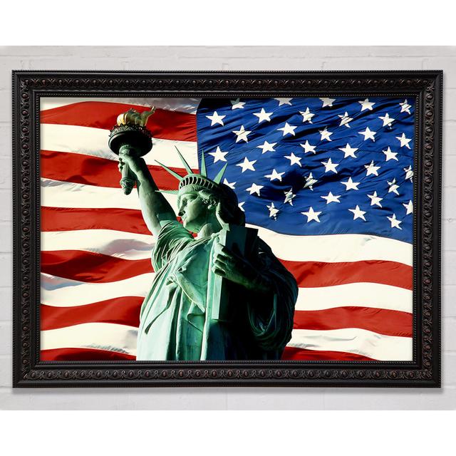 Stars And Stripes With Lady Liberty - Einzelner Bilderrahmen Kunstdrucke Bright Star Größe: 42cm H x 59,7cm B on Productcaster.