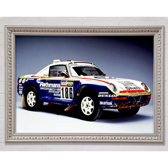 Dakar Rally Porsche Framed Print Ebern Designs Size: 100cm H x 141.4cm W on Productcaster.