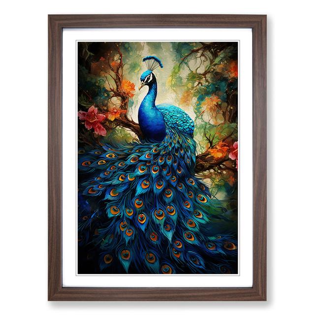 Peacock Contemporary - Single Picture Frame Art Prints on Wood Latitude Vive Size: 64cm H x 46cm W x 2" D, Format: Walnut Framed on Productcaster.