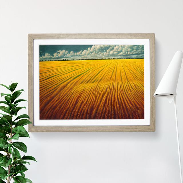 Bright Wheat Field - Single Picture Frame Print Brambly Cottage Size: 34cm H x 46cm W x 2cm D, Frame Colour: Oak Framed on Productcaster.