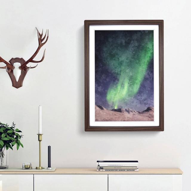 Northern Lights Aurora Borealis Abstract - Picture Frame Painting Print East Urban Home Size: 87cm H x 62cm W x 2cm D, Frame Option: Walnut Framed on Productcaster.