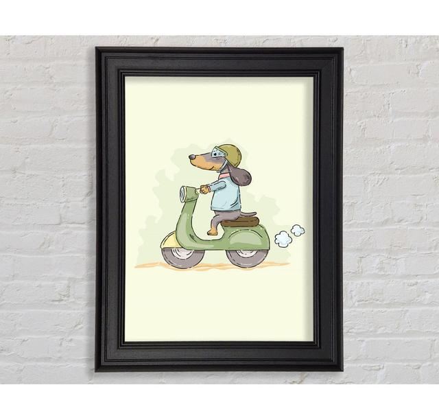 Scooter Dog Framed Print Happy Larry Size: 84.1cm H x 59.7cm W x 8cm D on Productcaster.